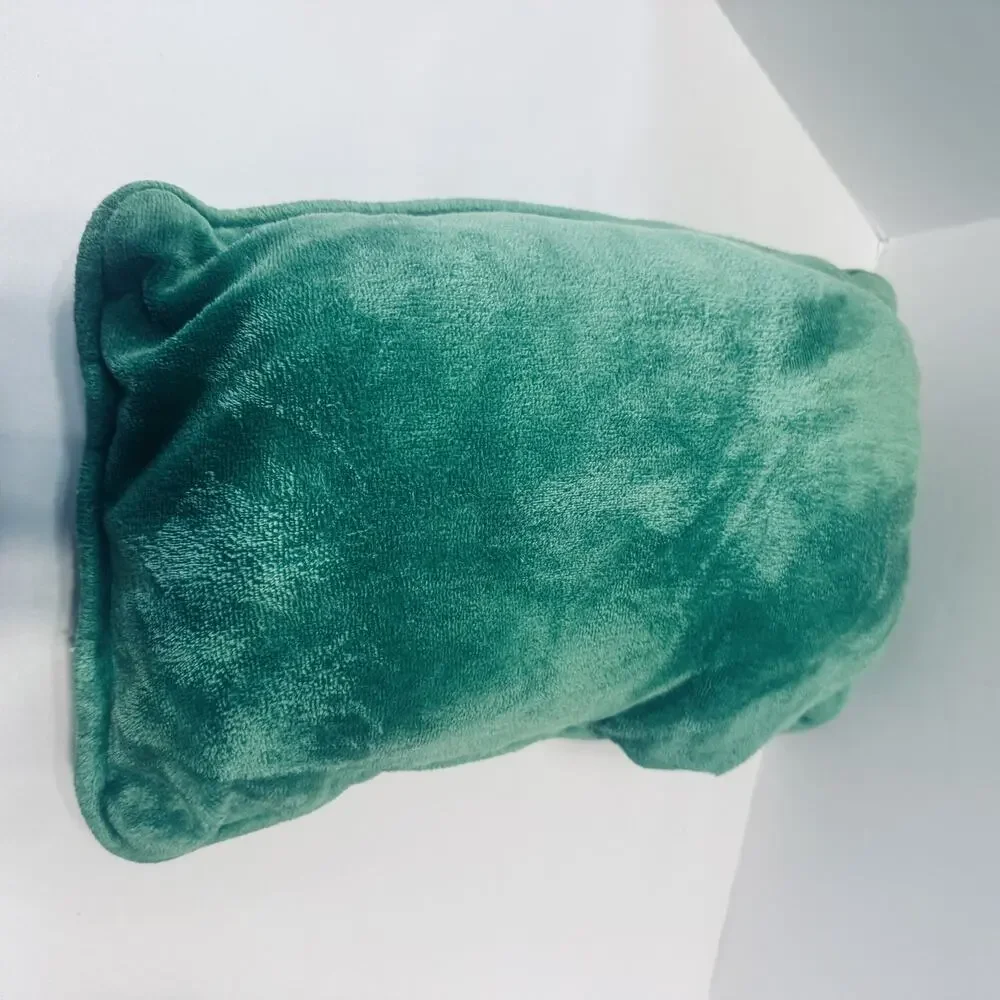 Vintage Hooked Wool Irish Pillow Green Velvet handmade Shamrocks Notre‎ Dame